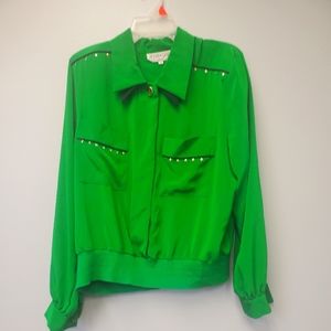 Vintage Andrea Gayle Green AND gold button up